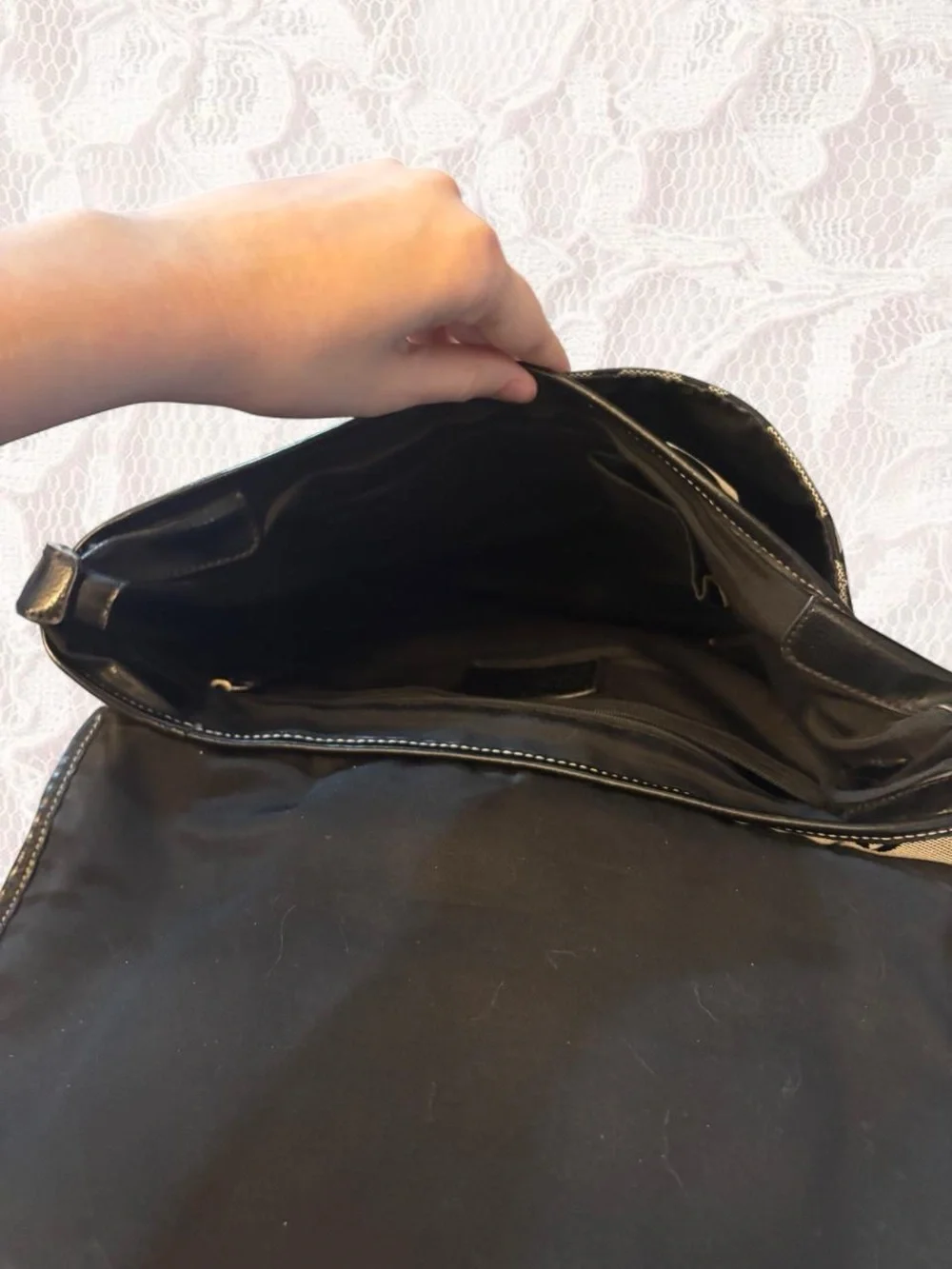 Coach Signature Canvas Satchel in Khaki and Black
